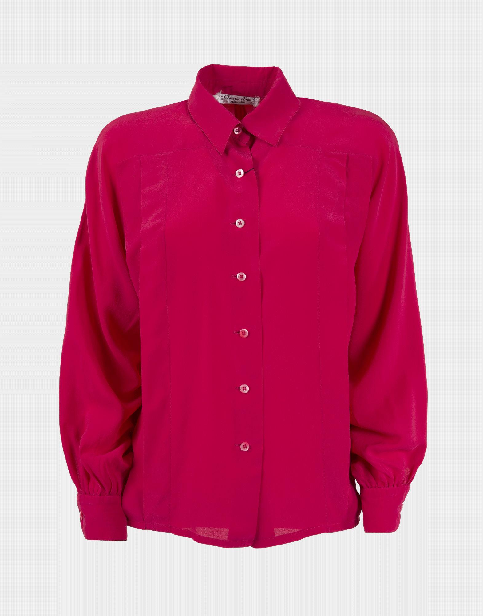 camicia christian dior da donna fuscia in 100% seta degli anni '90 con pinces sul davanti