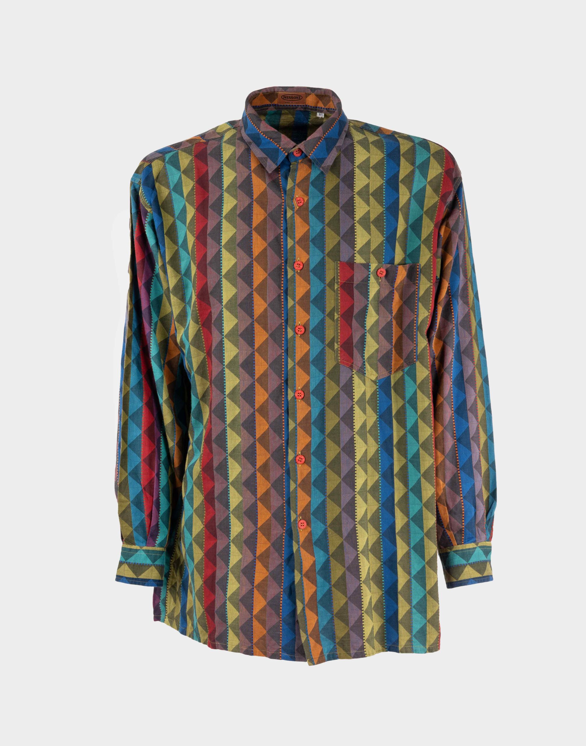 camicia missoni da uomo a maniche lunghe con fantasia triangoli colorati