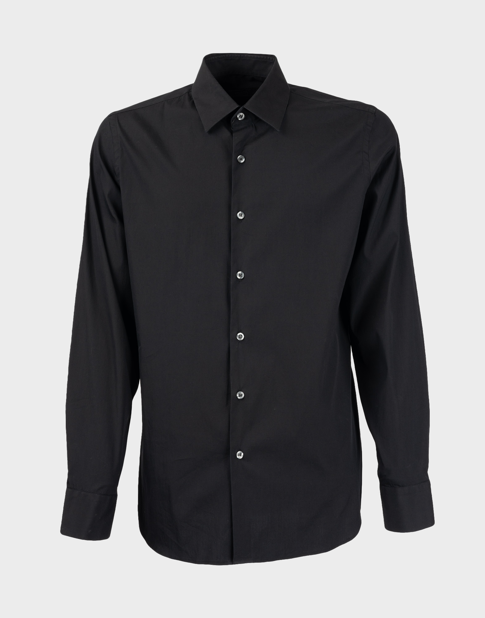 black men's long-sleeved slim fit shirt