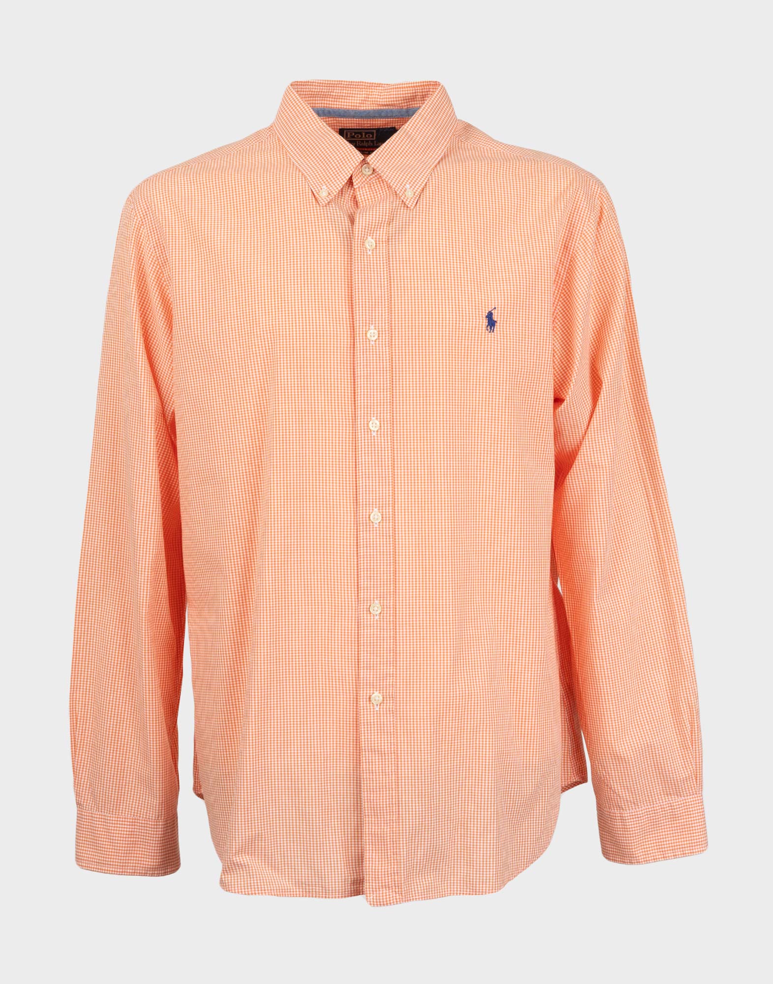 camicia ralph lauren da uomo a quadretti arancione e bianchi