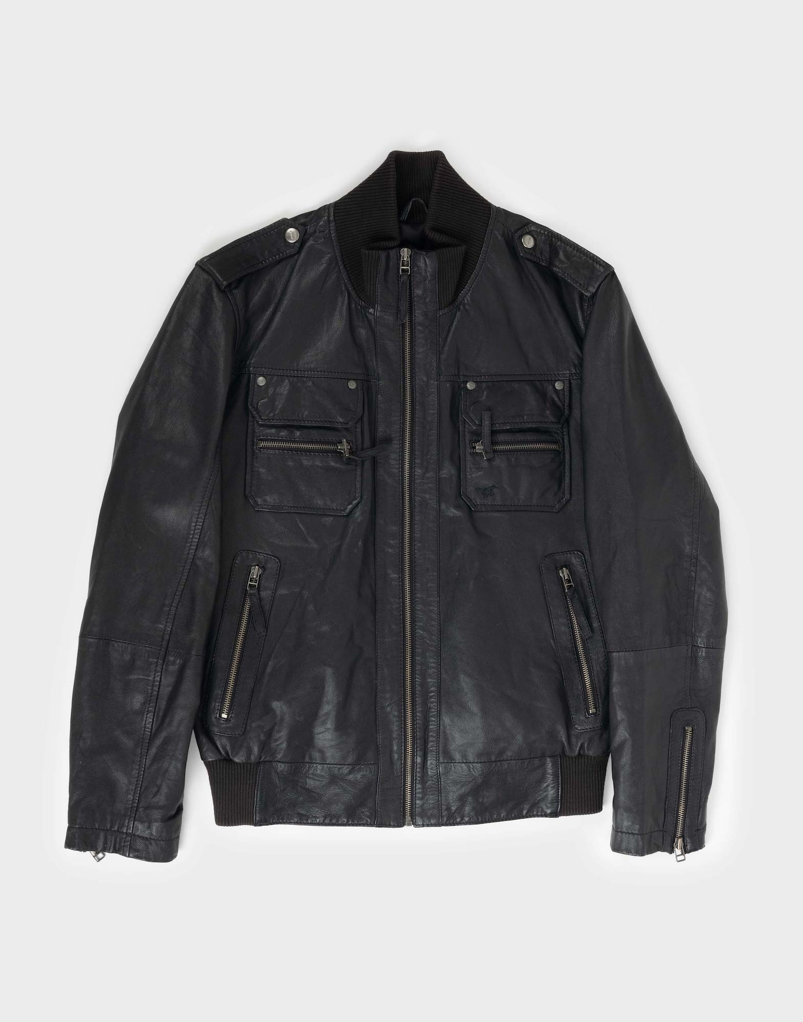 black leather bomber jacket for men