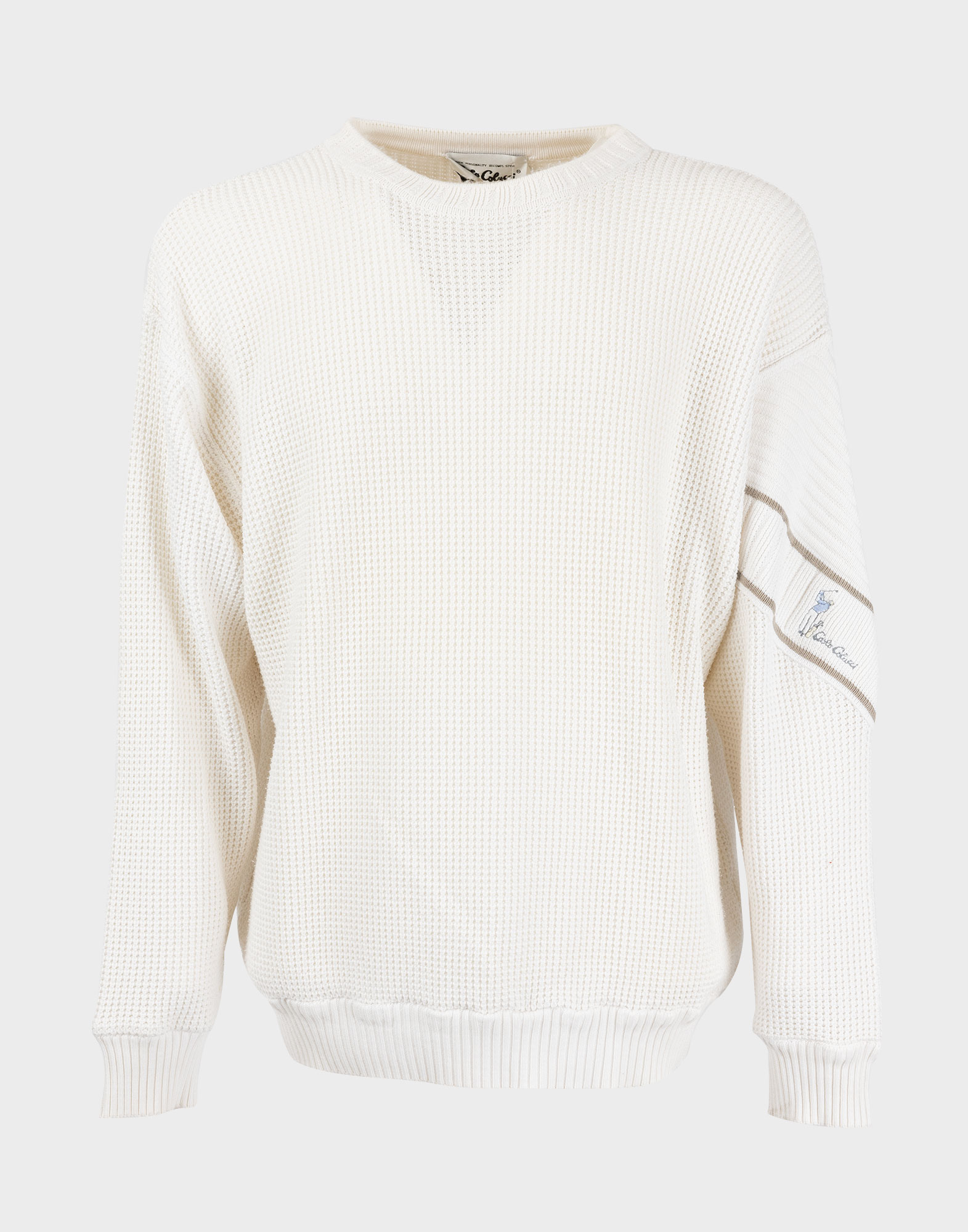 white men's oversize jumper by Carlo Colucci, honeycomb weave