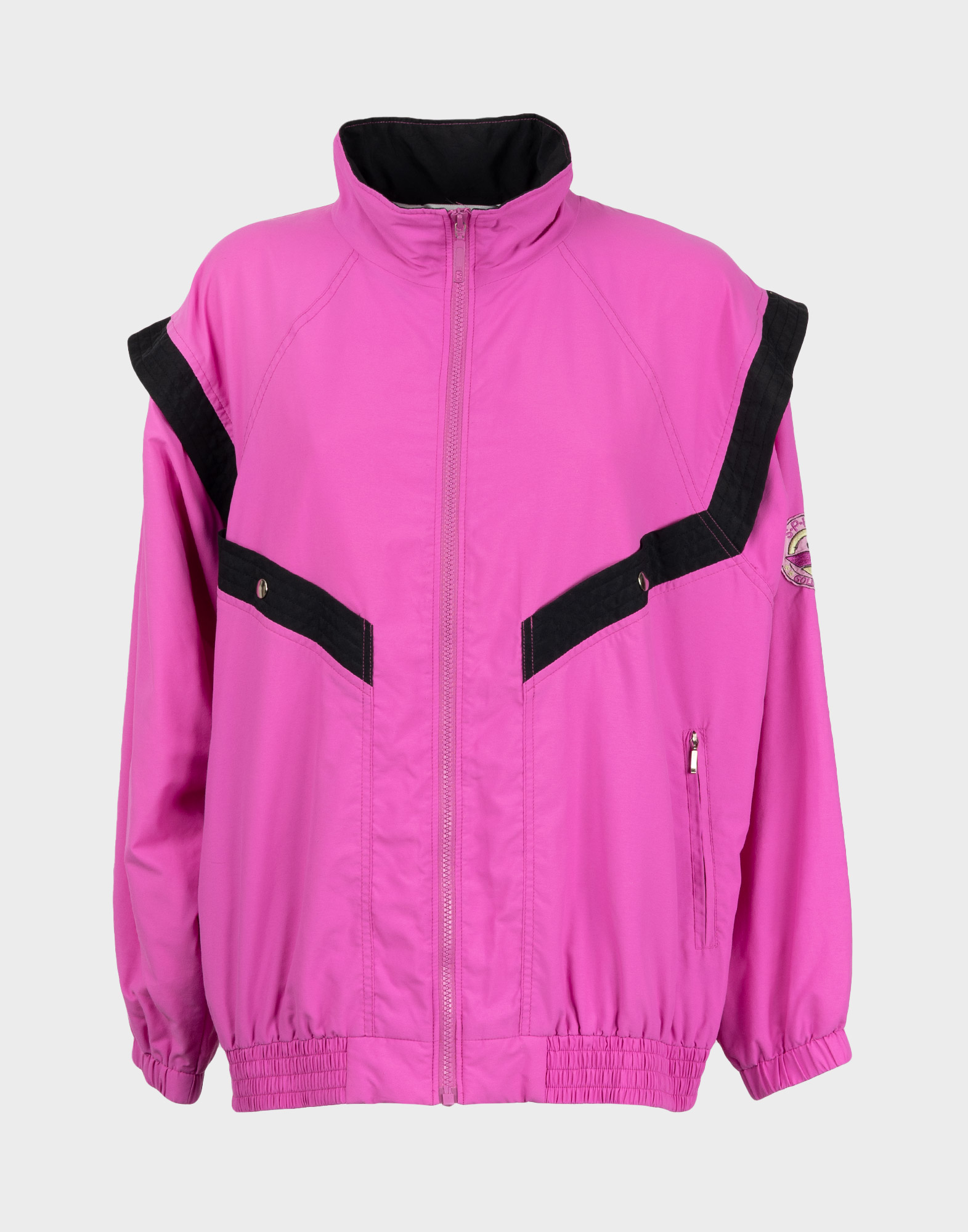 fuchsia 90s tracksuit jacket with black contrasting details