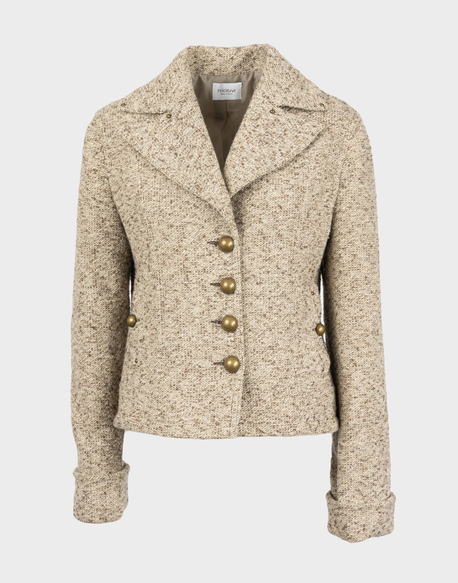 2000 women's jacket in bouclè by Motivi, in beige, ivory and brown