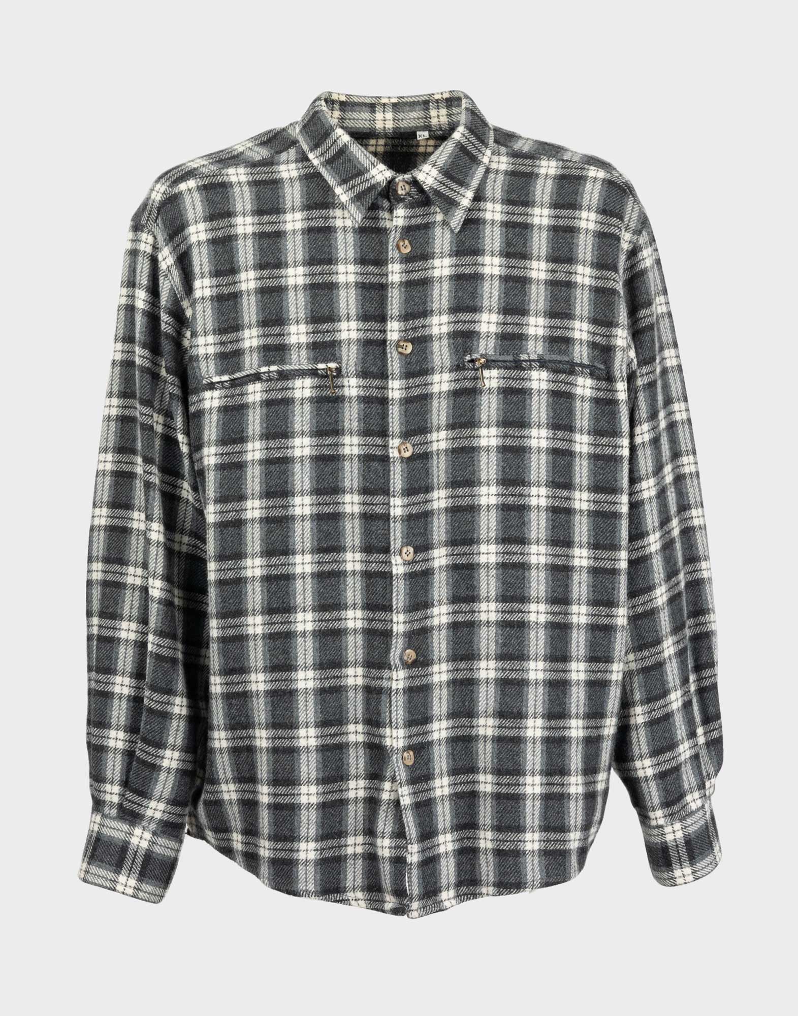 camicia da uomo a maniche lunghe, di flanella tartan