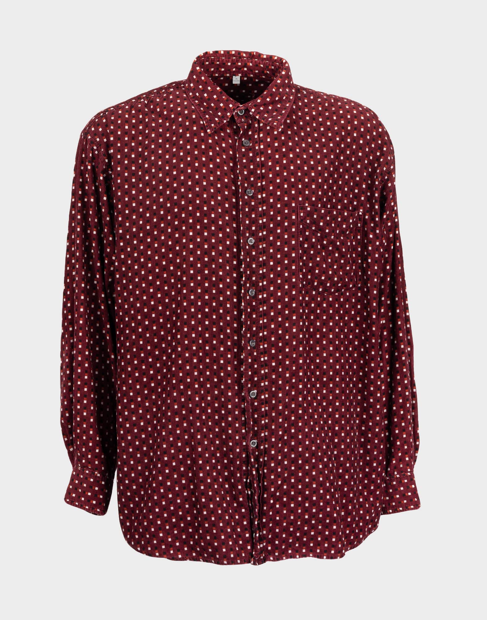 Men's long-sleeved shirt with multi-coloured pattern