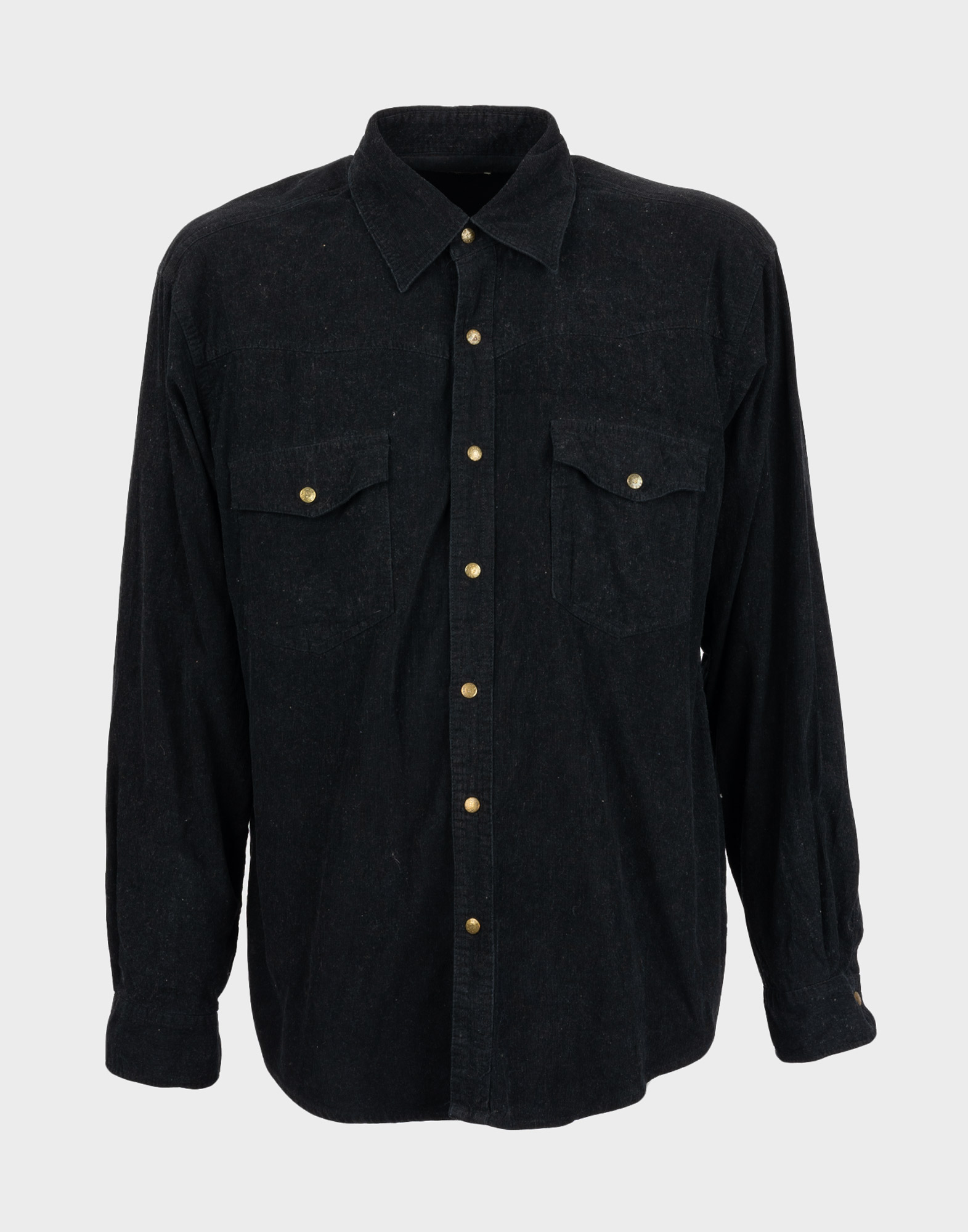 black corduroy men's shirt with pockets