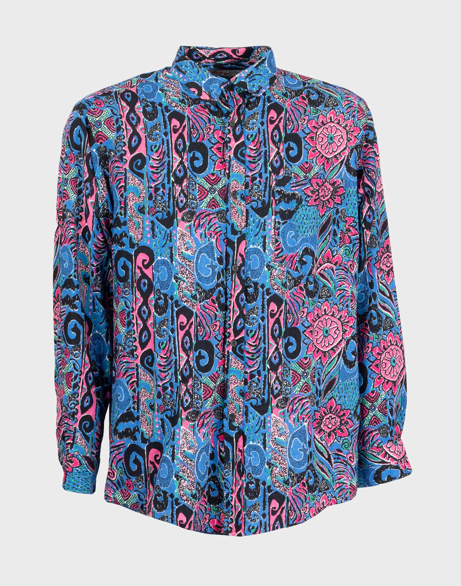 Men's cotton shirt with multicolor print