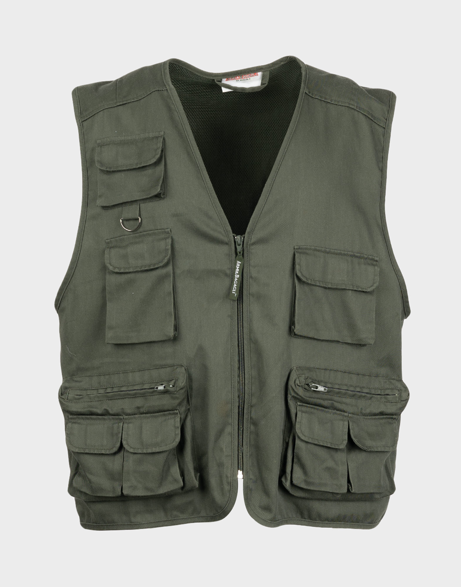 gilet da caccia verde militare multitasche da uomo