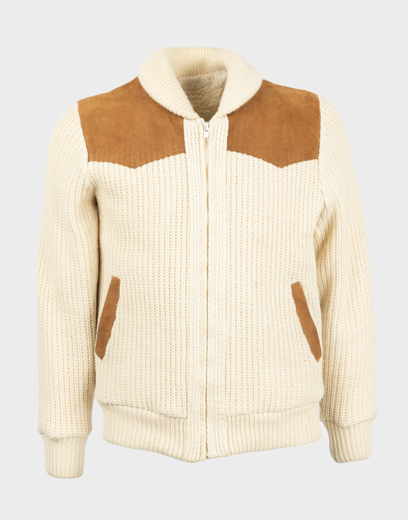 beige and brown wool jacket for men