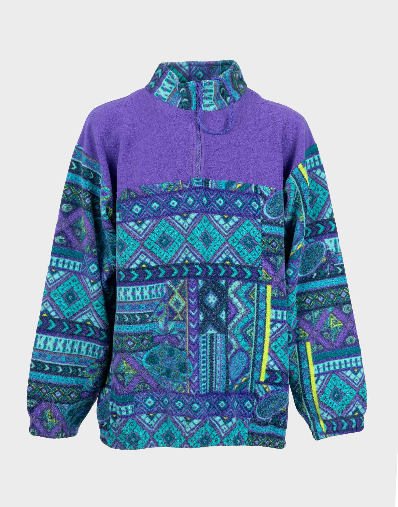 men's green and purple fleece sweatshirt