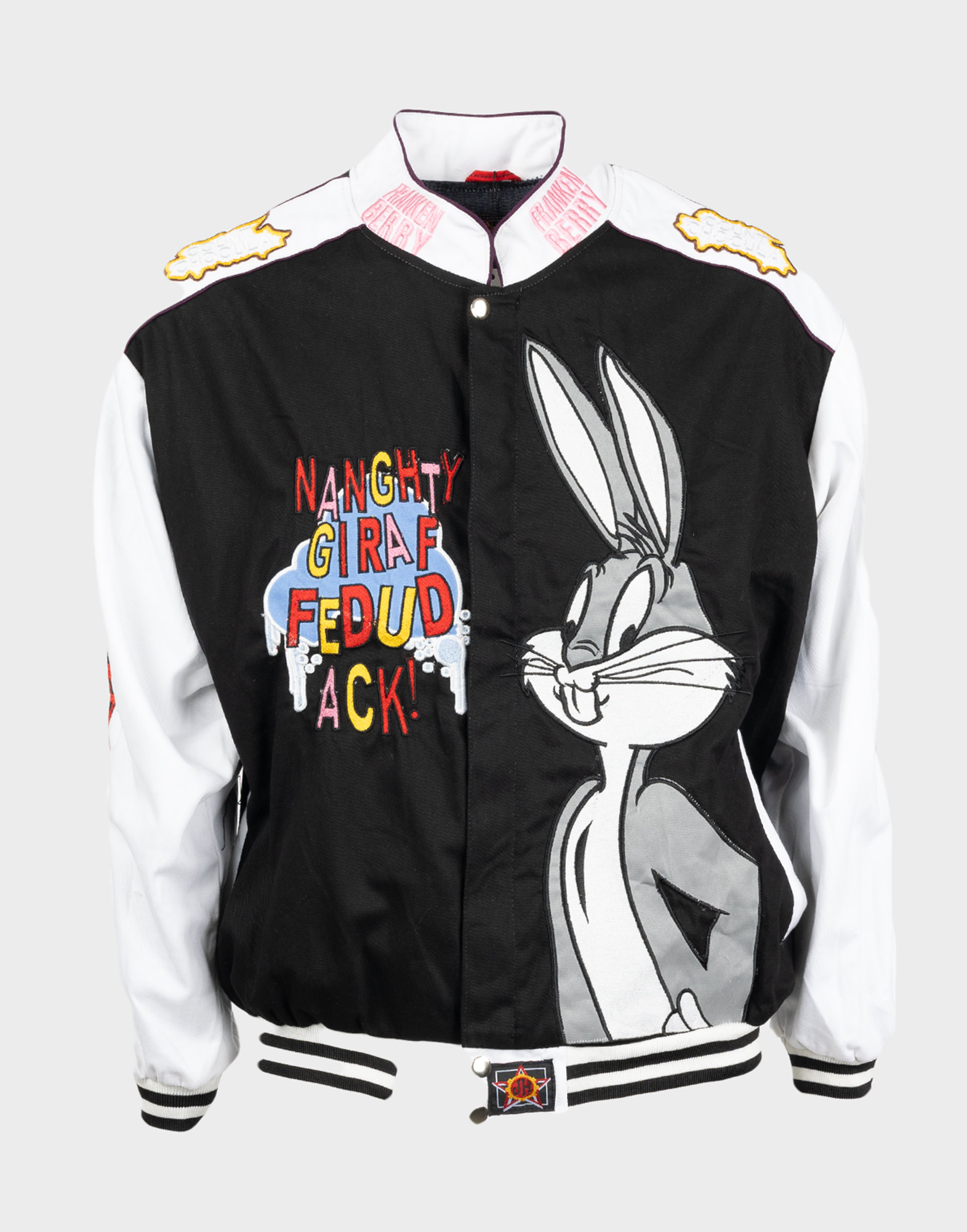 nascar jacket with black and white bugs bunny