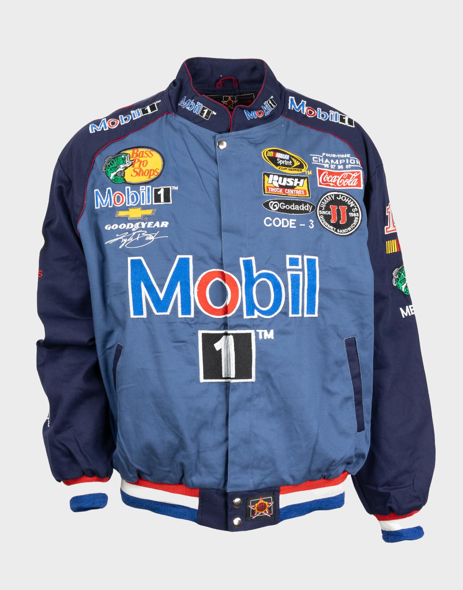 nascar jacket with blue embroidery