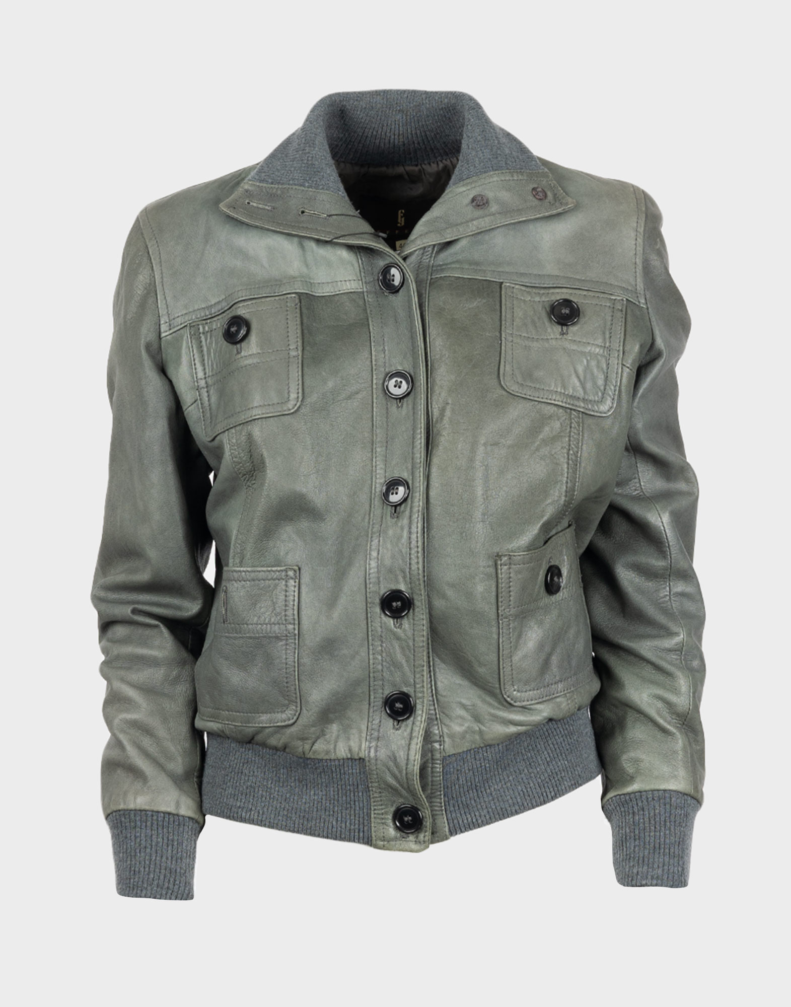 women's grey leather jacket